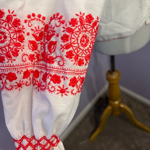 Vintage Swiss Embroidered Blouse, Size S - Picture 8 of 11